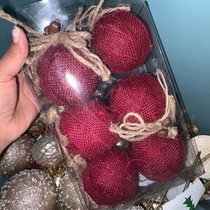 12 Burgundy Holiday Ornament Set